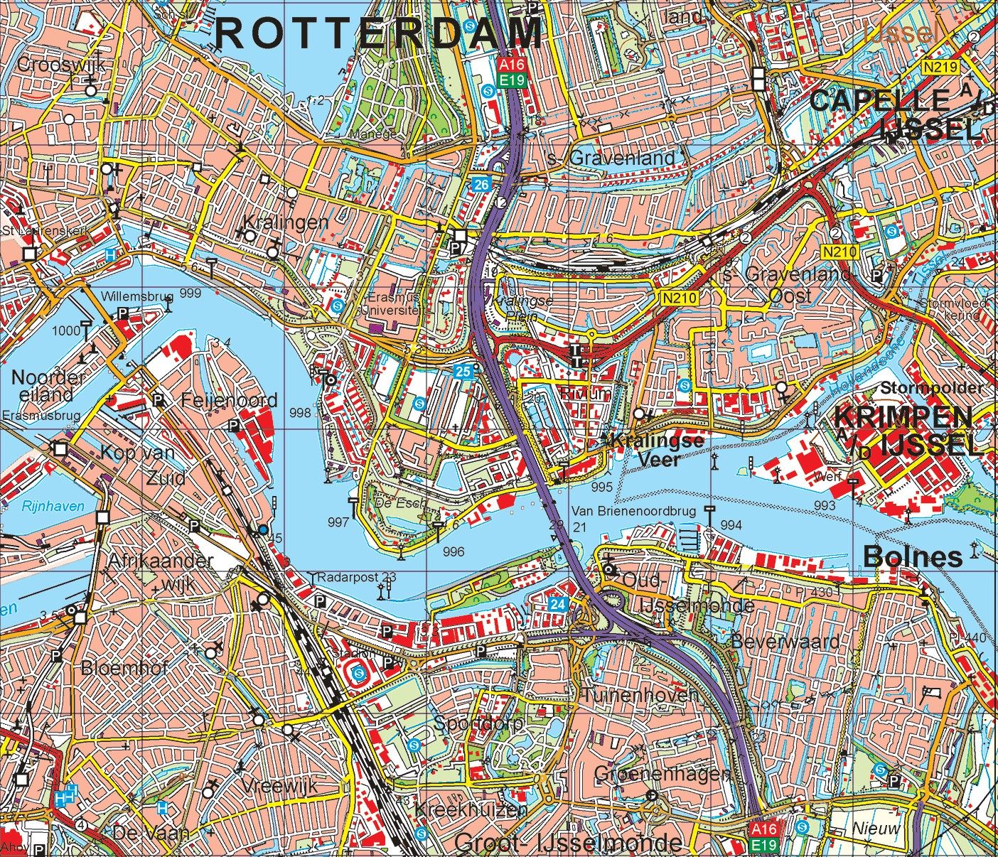 Provincie kaart Zuid Holland schaal 1:50.000