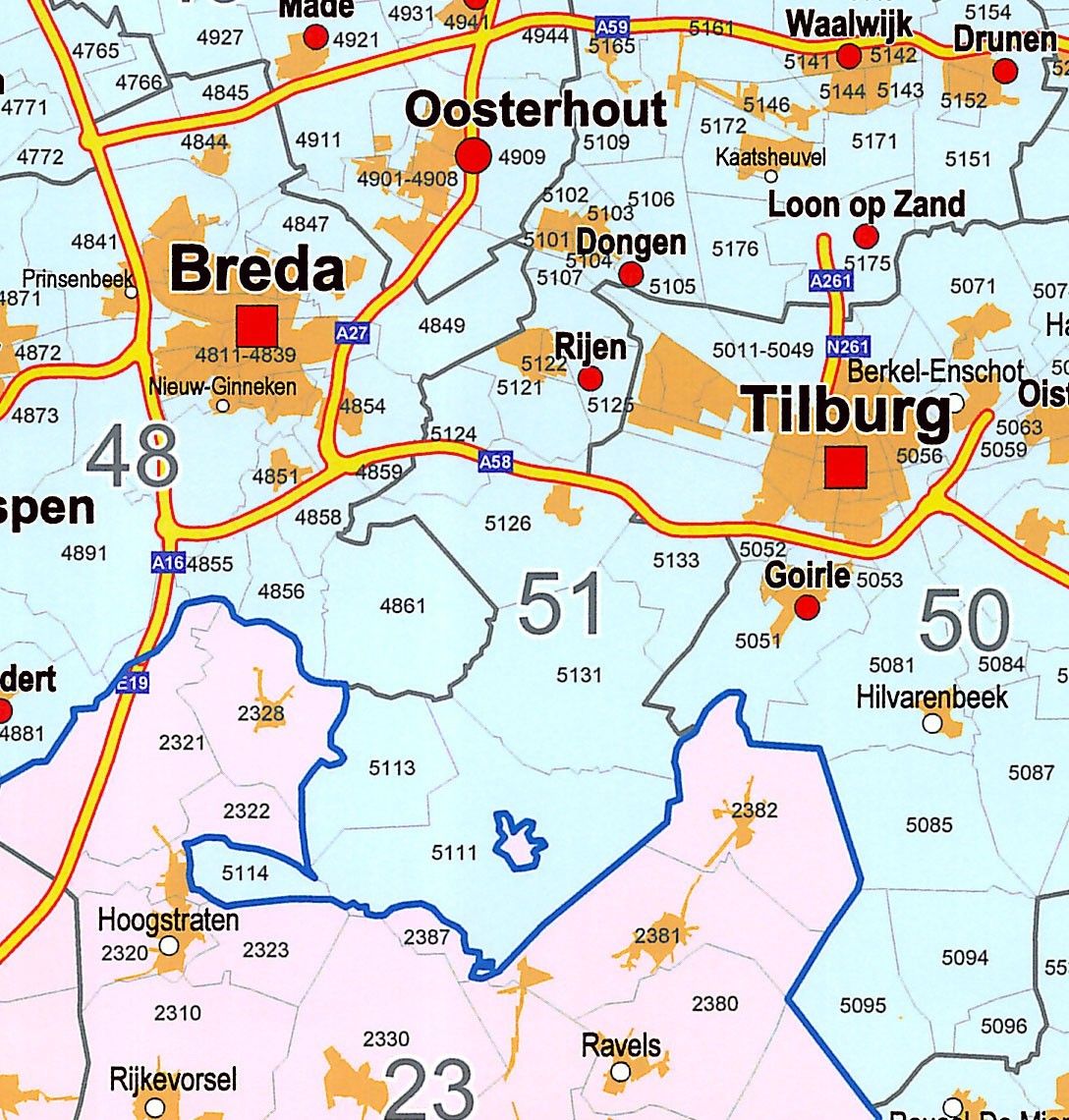 4-cijferige Postcodekaart Benelux