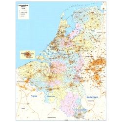 4-cijferige Postcodekaart Benelux 1:390.000