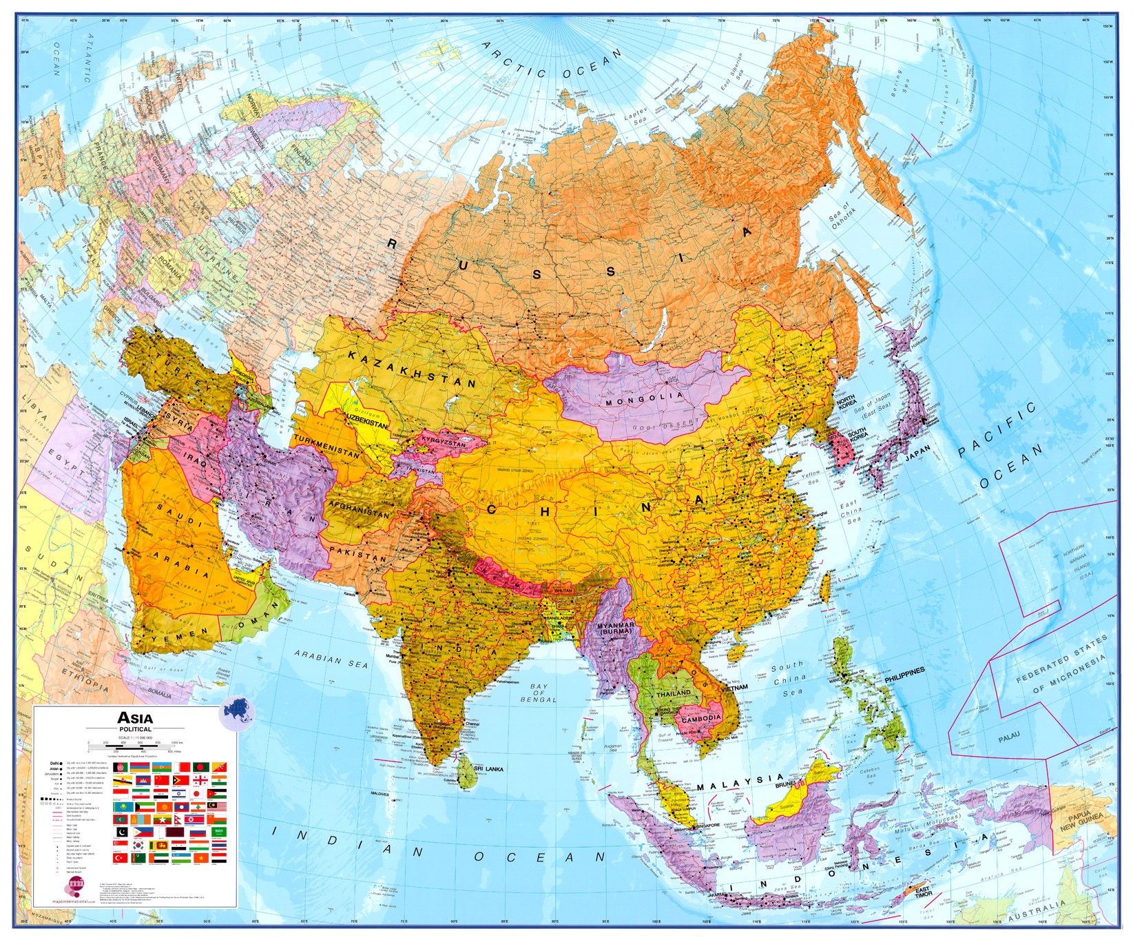Continentkaart Azië