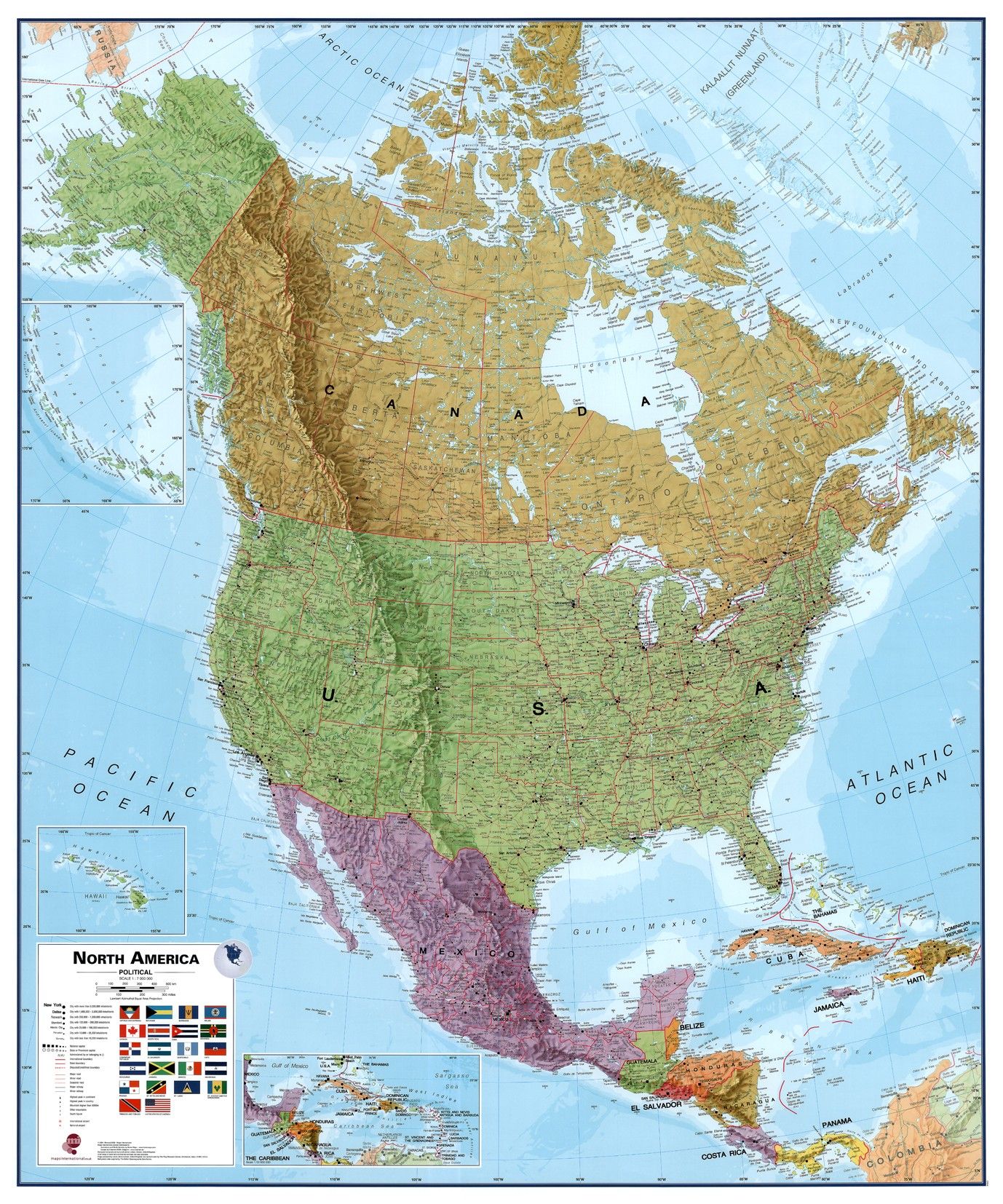 Continentkaart Noord-Amerika