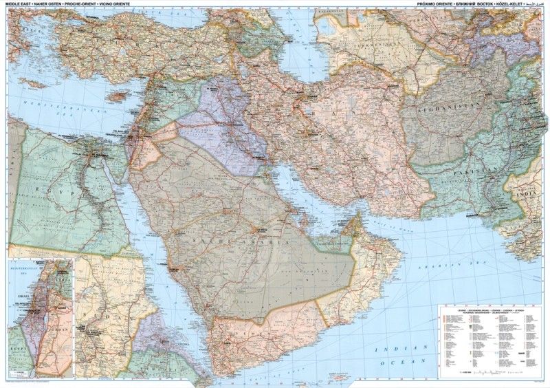 Landkaart Midden-Oosten 1:4.000.000