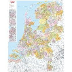 2 en 3-Cijferige Postcodekaart Nederland 1:250.000