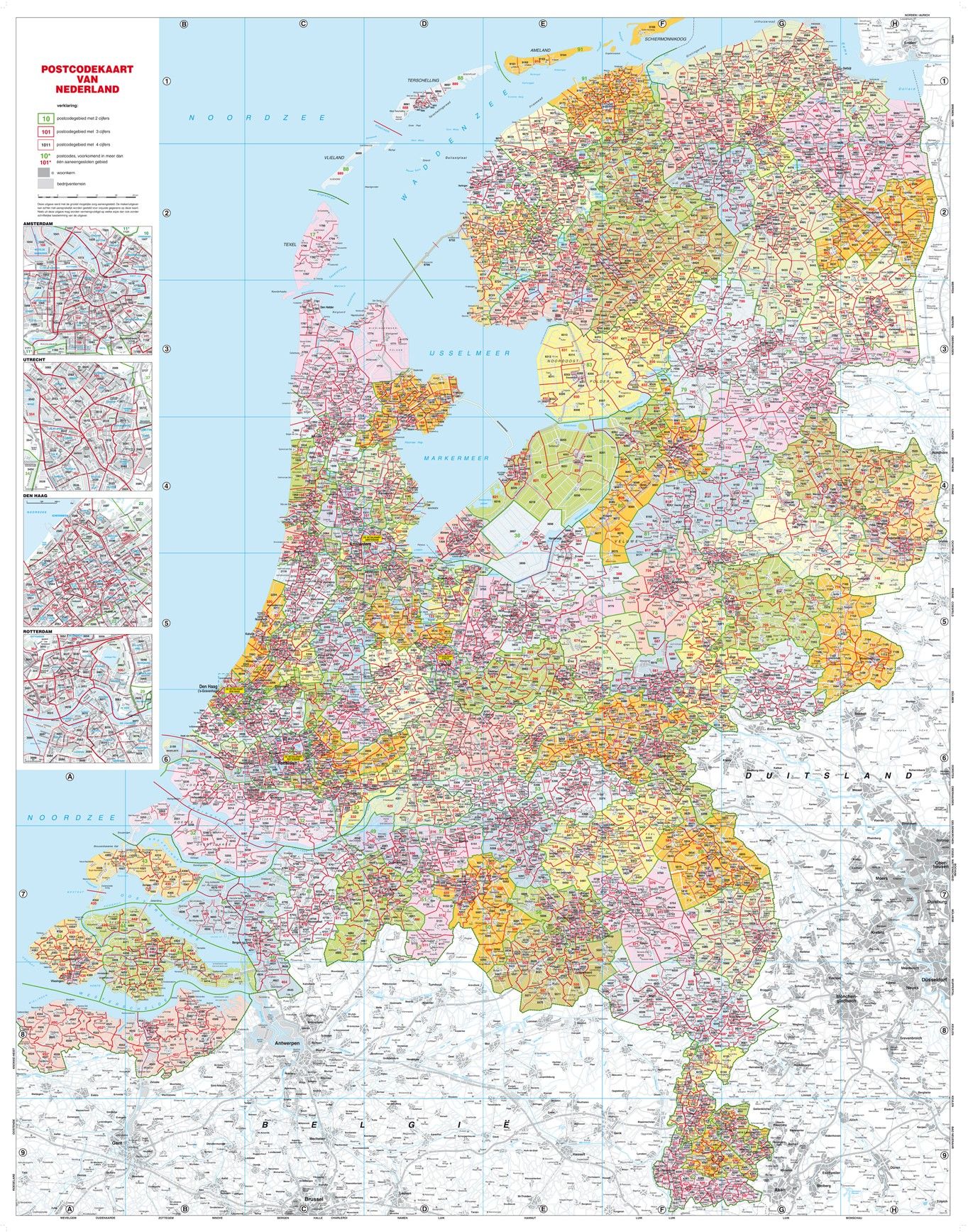 Digitale Postcodekaart  van Nederland 4 cijferig 1:250.000 400dpi