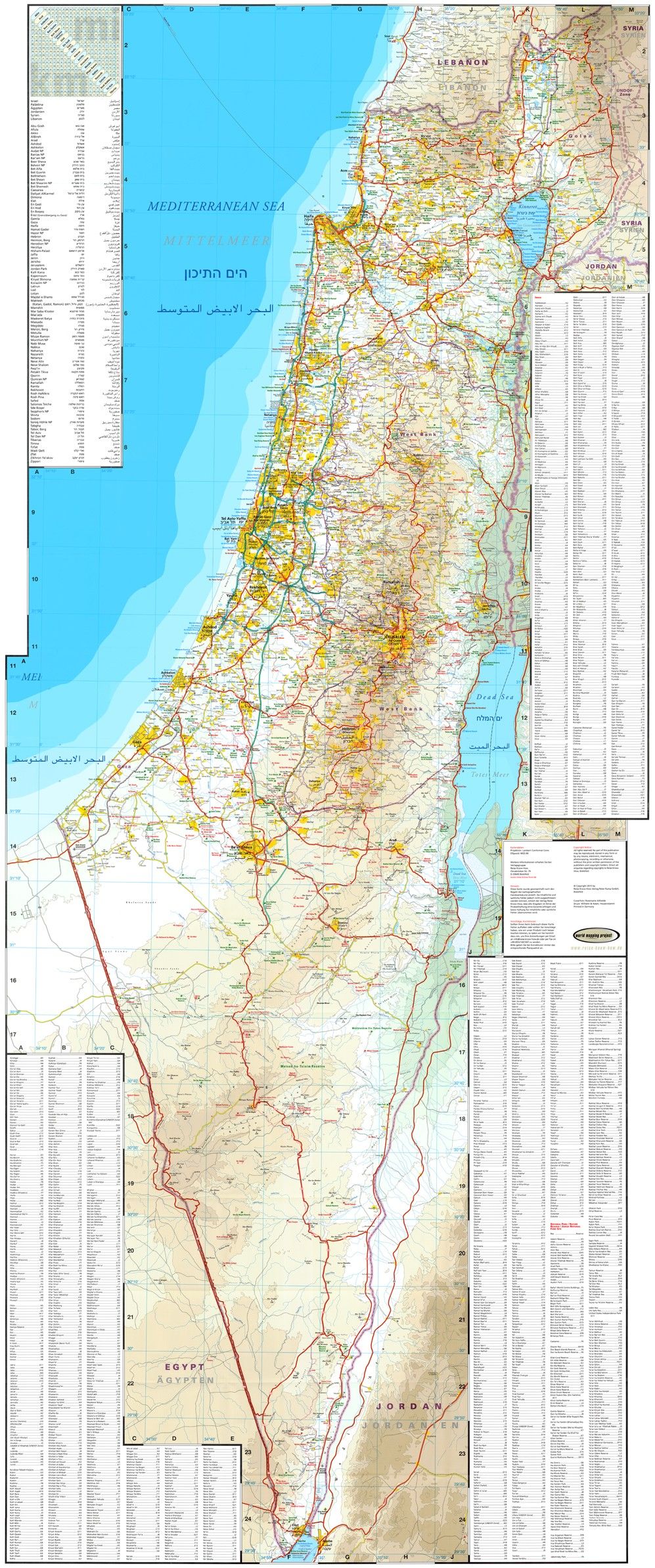 Landkaart Israel 1:250.000