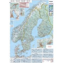 Landkaart Scandinavie 1:1.500.000 met plaatsnamenindex