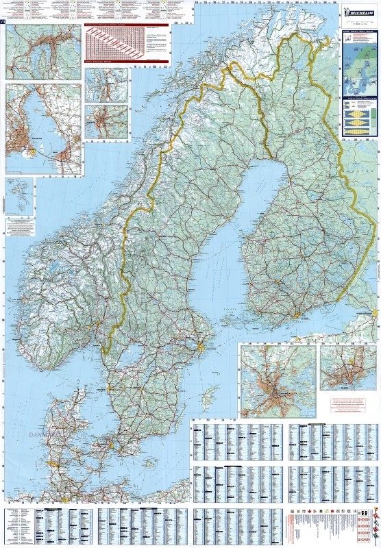 Landkaart Scandinavie 1:1.500.000 met plaatsnamenindex