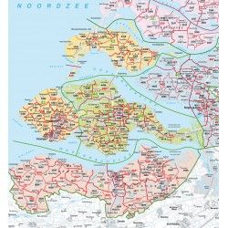 Digitale Postcodekaart Provincie Zeeland 1:100.000