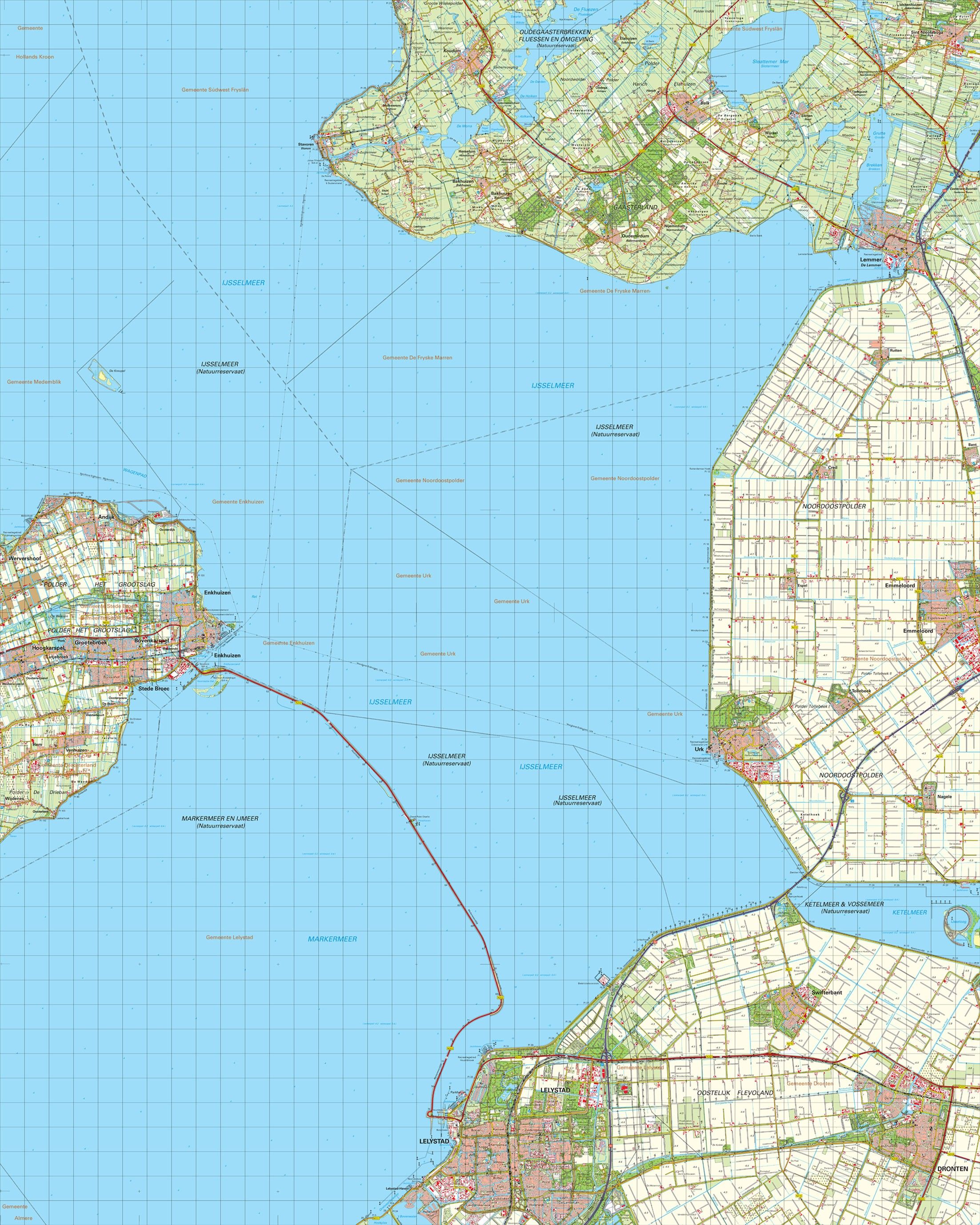 Topografische kaart schaal 1:50.000 (Enkhuizen,Lemmer,Emmeloord,Lelystad,Dronten)