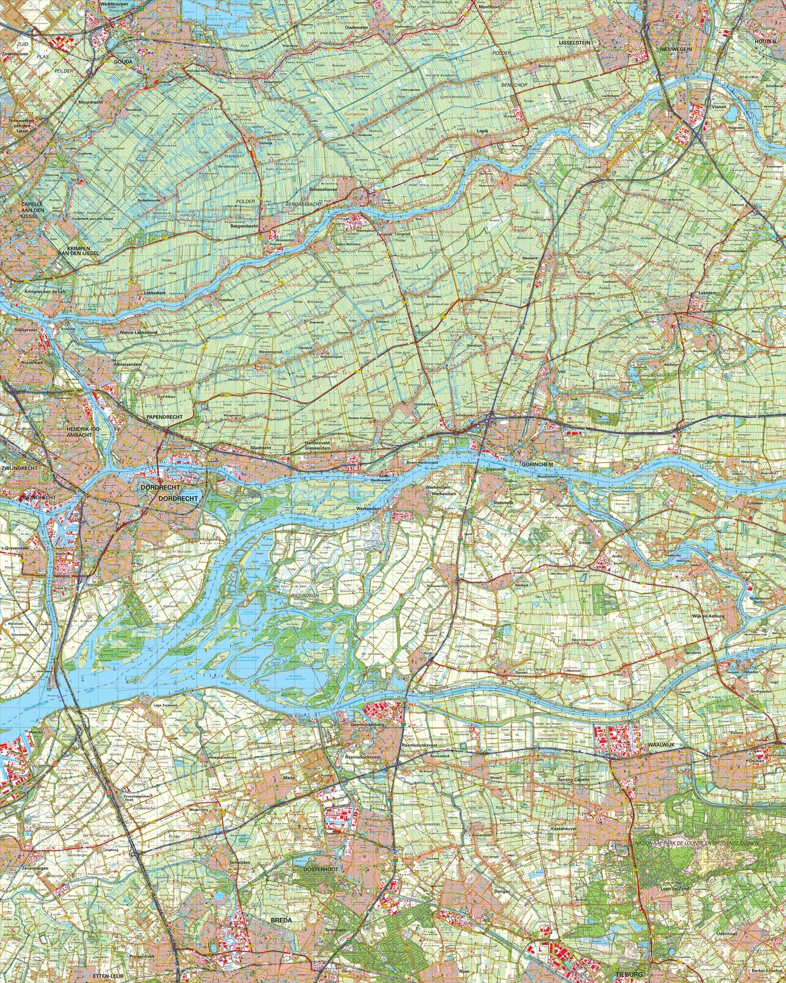 Topografische kaart schaal 1:50.000 (Gouda,Utrecht,Dordrecht,Gorinchem,Oosterhout)